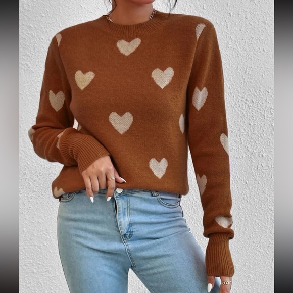 Cozy hearts print sweater top - Picture 6 of 6